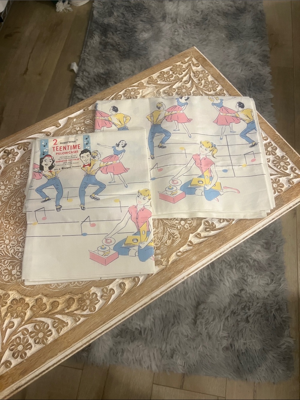 Midcentury Retro Dancer Pillowcases - Pink, Blue, Yellow